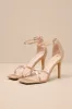 Graziella Champagne Satin High Heel Ankle Strap Sandals sold by Lulus
