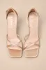 Graziella Champagne Satin High Heel Ankle Strap Sandals sold by Lulus