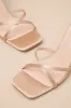 Graziella Champagne Satin High Heel Ankle Strap Sandals sold by Lulus