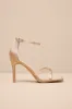 Graziella Champagne Satin High Heel Ankle Strap Sandals sold by Lulus