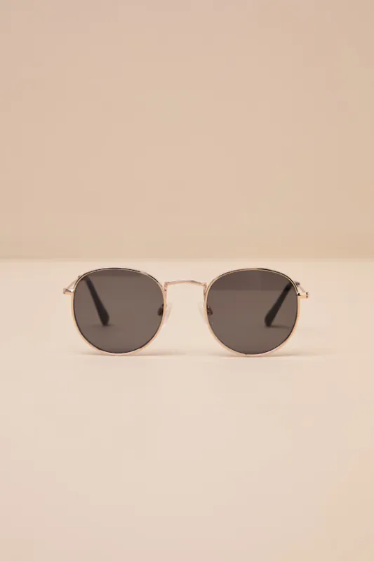 Lansana Gold Round Wire Sunglasses made by Lulus