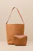 Milina Tan Vegan Suede Bucket Tote Bag sold by Lulus