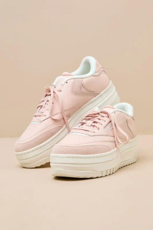 Club C Extra Bleached Peach Leather Flatform Sneakers sold by Lulus