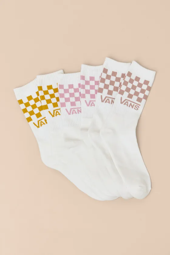 Classic Checkerboard Pink Multi Three-Pack Crew Sock Set sold by Lulus