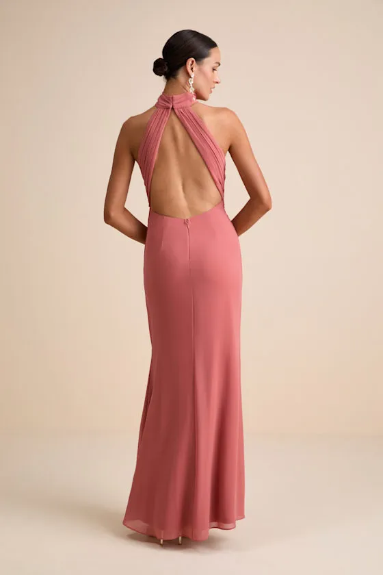 Lavinia Rusty Rose Mock Neck Backless Maxi Dress sold by Lulus product image thumbnail 3