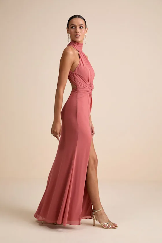 Lavinia Rusty Rose Mock Neck Backless Maxi Dress sold by Lulus product image thumbnail 4