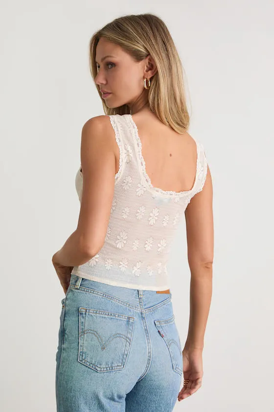 Shaney Cream Sheer Knit Tank Top sold by Lulus product image thumbnail 3