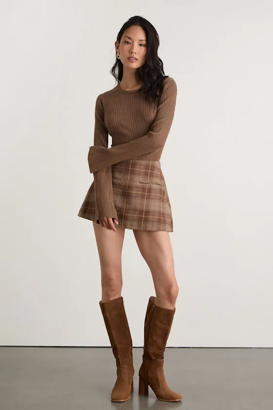 Nydia Brown Ribbed Long Sleeve Sweater Top sold by Lulus product image thumbnail 4