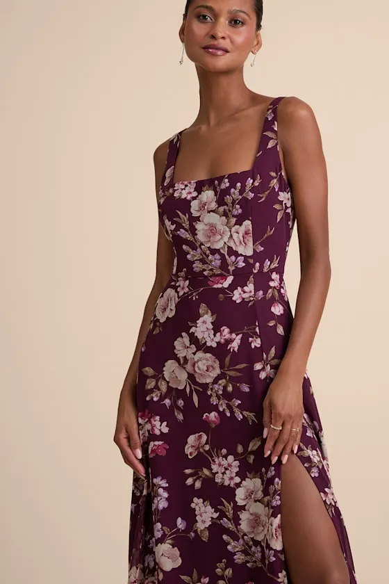 Remarkable Arrival Plum Purple Floral Sleeveless Maxi Dress sold by Lulus product image thumbnail 2