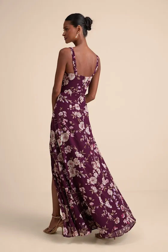 Remarkable Arrival Plum Purple Floral Sleeveless Maxi Dress sold by Lulus product image thumbnail 3