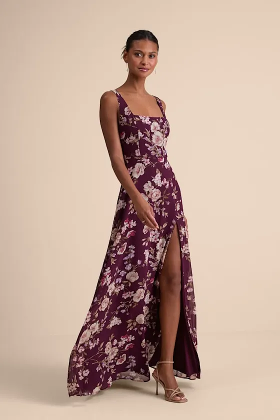 Remarkable Arrival Plum Purple Floral Sleeveless Maxi Dress sold by Lulus product image thumbnail 4