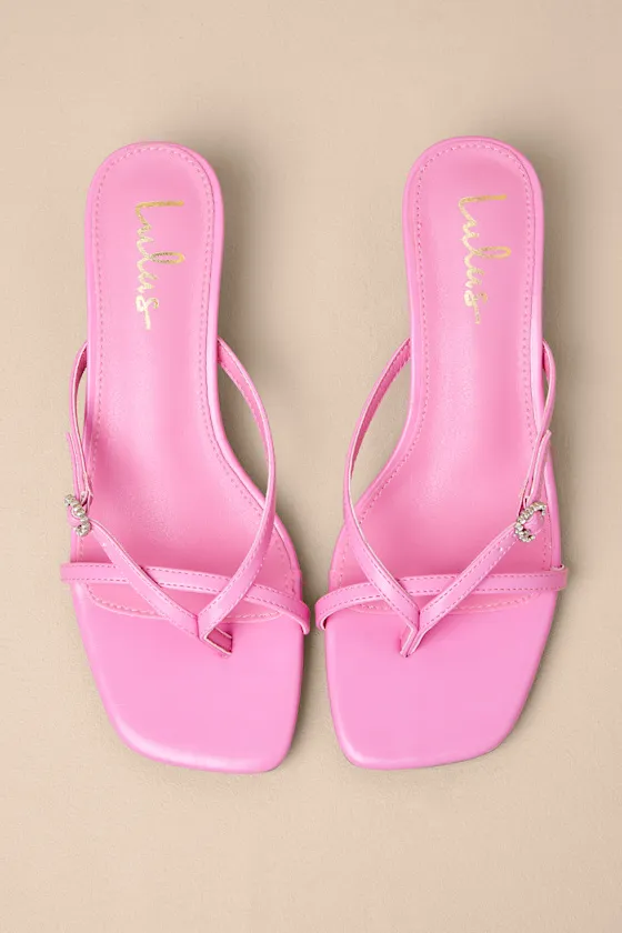 Noreen Bubblegum Pink Thong Kitten Heel Sandals sold by Lulus product image thumbnail 2