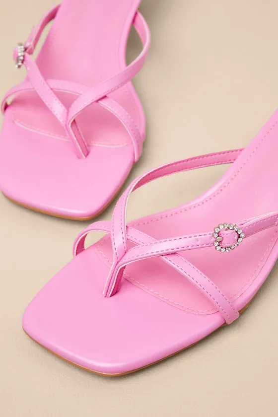 Noreen Bubblegum Pink Thong Kitten Heel Sandals sold by Lulus product image thumbnail 3