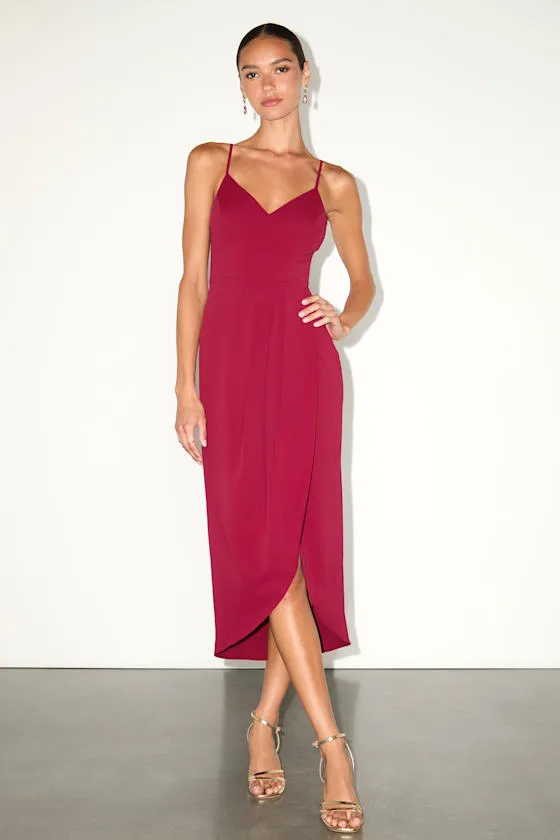 Reinette Wine Red Midi Dress sold by Lulus product image thumbnail 2