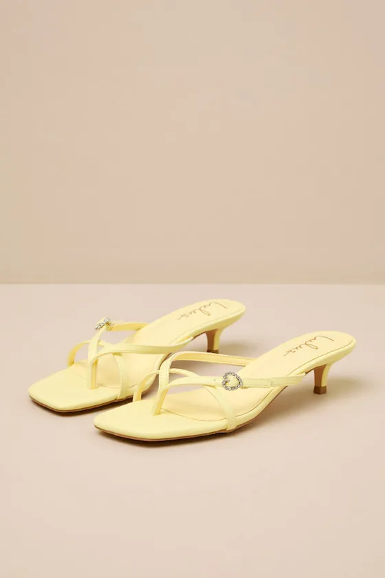 Noreen Celestial Yellow Thong Kitten Heel Sandals sold by Lulus