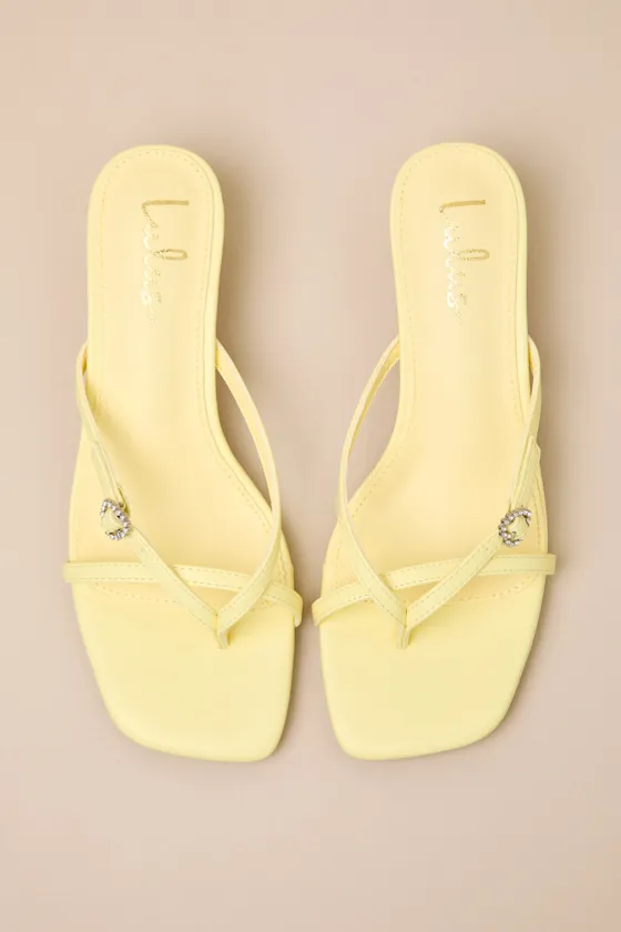 Noreen Celestial Yellow Thong Kitten Heel Sandals sold by Lulus product image thumbnail 2