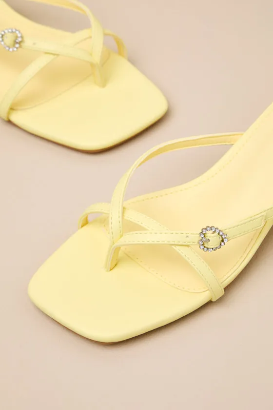 Noreen Celestial Yellow Thong Kitten Heel Sandals sold by Lulus product image thumbnail 3