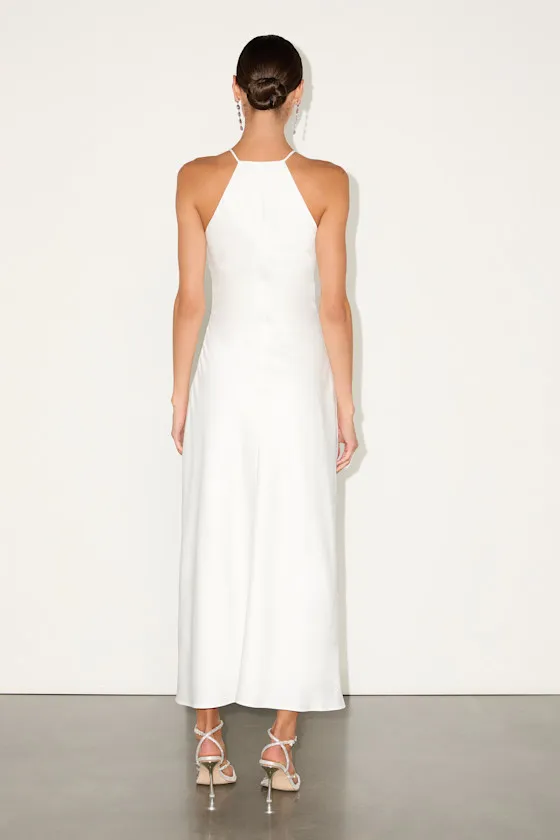 Elynne White Satin Cowl Neck Midi Dress sold by Lulus product image thumbnail 4