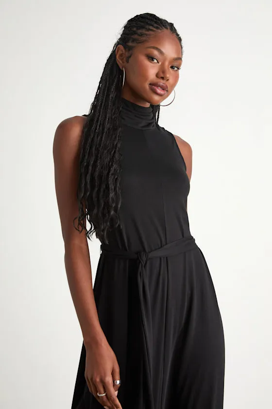 Jessa Black Jersey Knit Mock Neck Maxi Dress sold by Lulus product image thumbnail 2