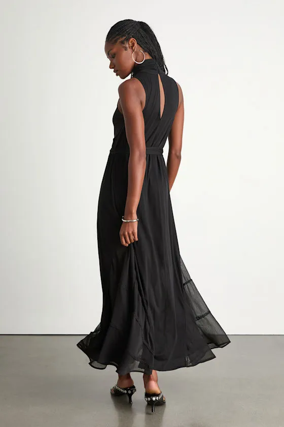 Jessa Black Jersey Knit Mock Neck Maxi Dress sold by Lulus product image thumbnail 3