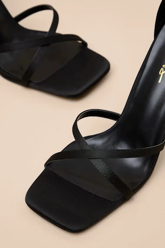 Graziella Black Satin High Heel Ankle Strap Sandals sold by Lulus product image thumbnail 3