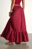 Juniper Dark Red Cotton Mid-Rise Maxi Skirt sold by Lulus