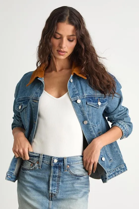 Isaline Medium Wash Denim Barn Jacket sold by Lulus product image thumbnail 3