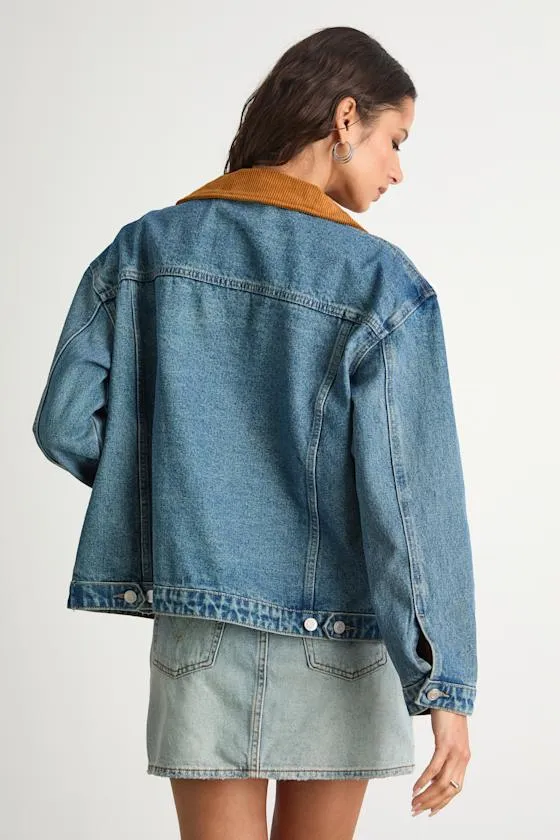 Isaline Medium Wash Denim Barn Jacket sold by Lulus product image thumbnail 4