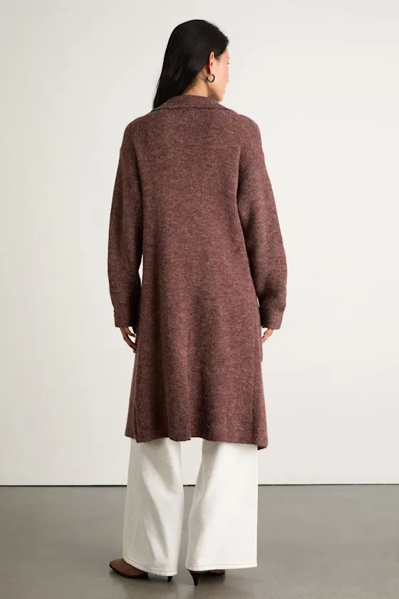 Cuddle Club Brown Marled Long Sleeve Coatigan sold by Lulus product image thumbnail 4