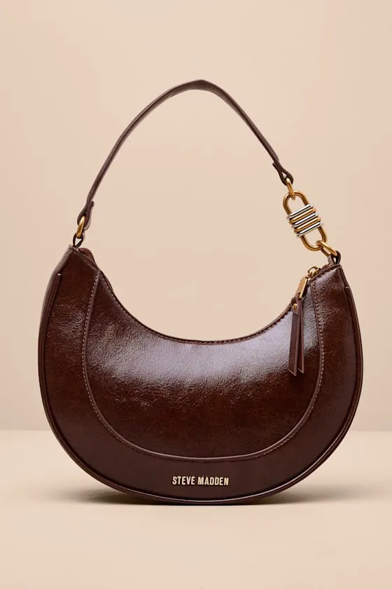 Bliamm Dark Brown Studded Vegan Leather Shoulder Bag sold by Lulus