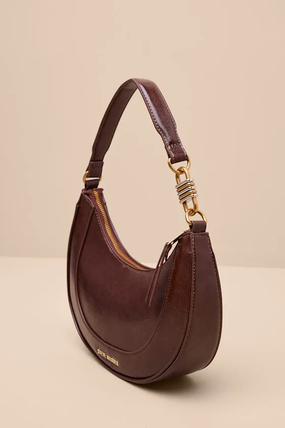 Bliamm Dark Brown Studded Vegan Leather Shoulder Bag sold by Lulus product image thumbnail 2