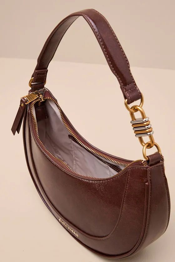 Bliamm Dark Brown Studded Vegan Leather Shoulder Bag sold by Lulus product image thumbnail 4