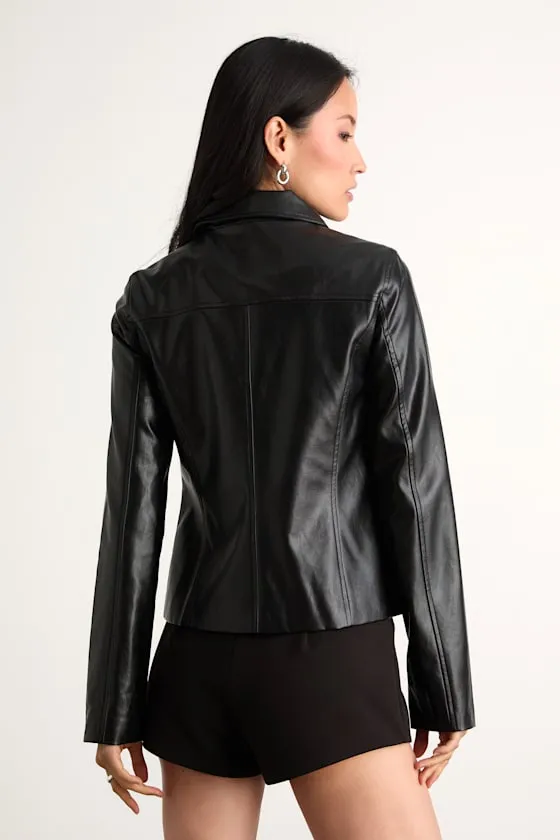 Rossana Black Vegan Leather Collared Jacket sold by Lulus product image thumbnail 4
