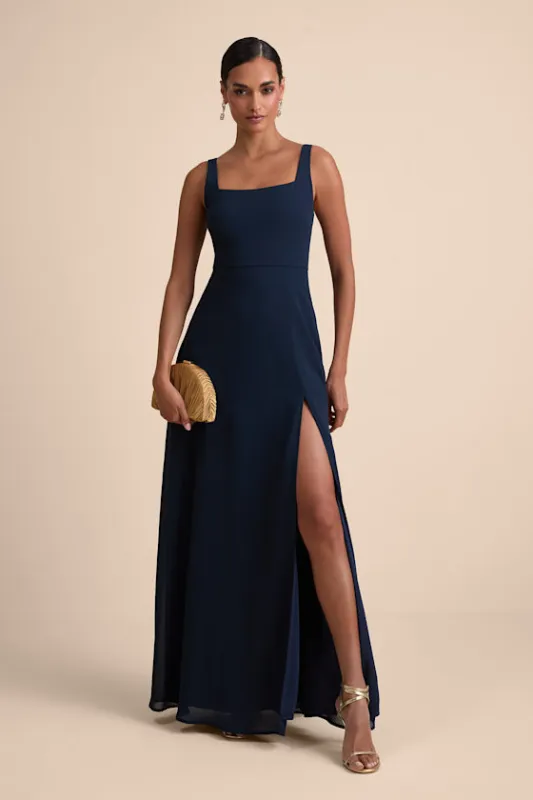 Remarkable Arrival Navy Sleeveless Maxi Dress sold by Lulus