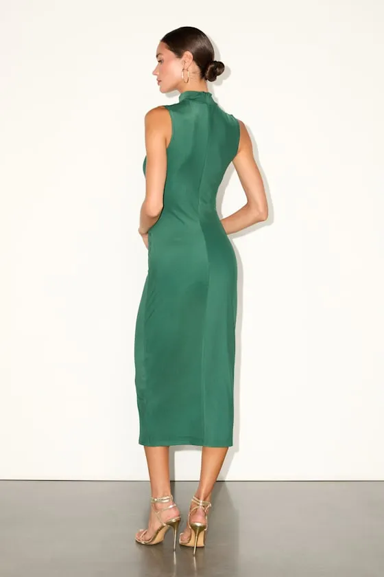 Kamara Green Mesh Cutout Knotted Midi Dress sold by Lulus product image thumbnail 3