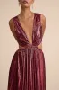 Shining Luxury Wine Red Metallic Lurex Cutout Maxi Dress sold by Lulus
