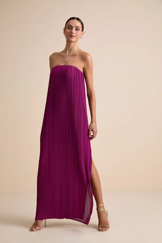 Yamuna Magenta Pleated Strapless Maxi Dress sold by Lulus product image thumbnail 2