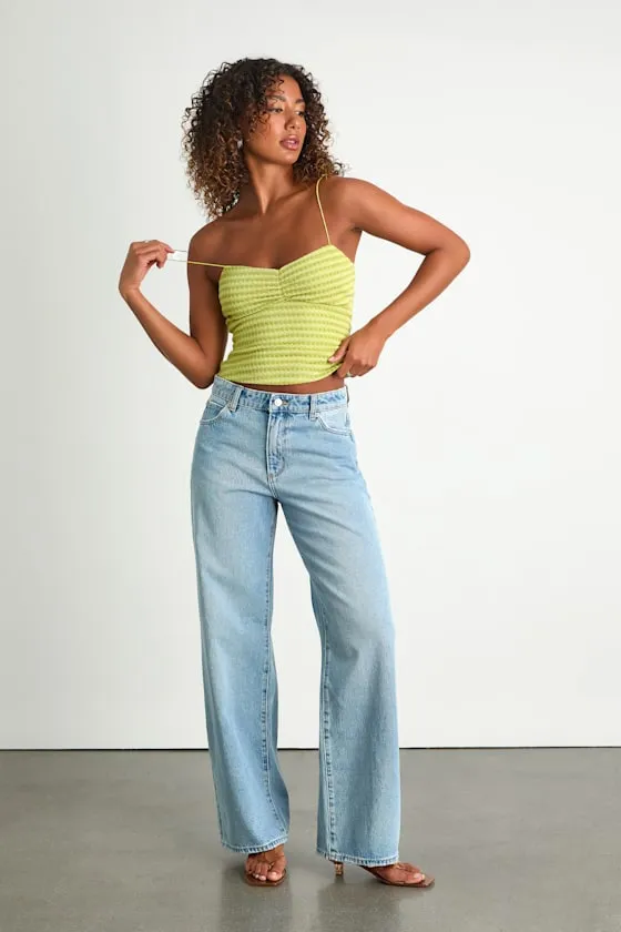 Jimena Lime Green Striped Knit Ruched Cami Top sold by Lulus product image thumbnail 4