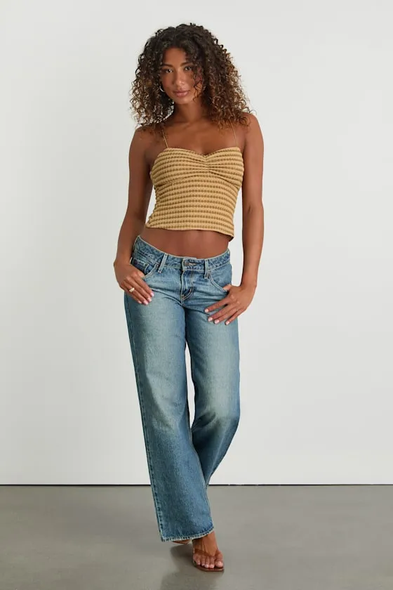 Jimena Light Brown Striped Knit Ruched Cami Top sold by Lulus product image thumbnail 4