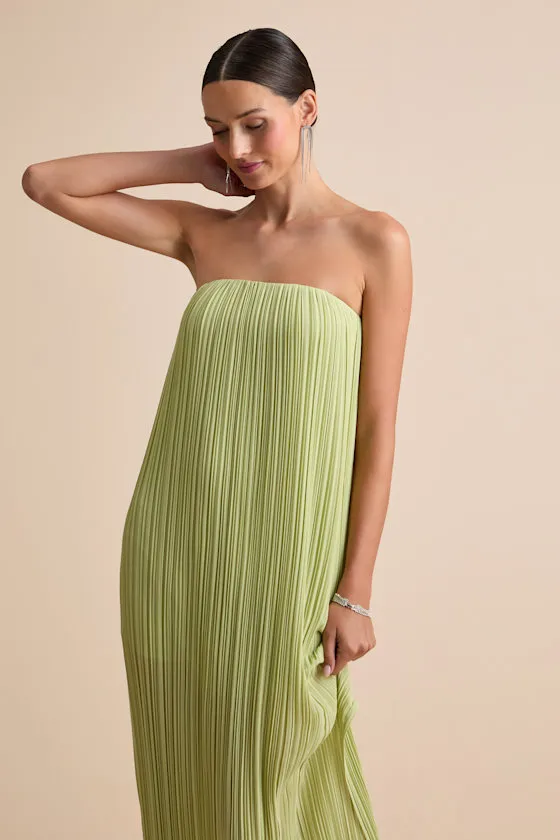 Yamuna Light Green Pleated Strapless Maxi Dress sold by Lulus product image thumbnail 2