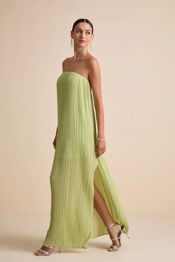 Yamuna Light Green Pleated Strapless Maxi Dress sold by Lulus product image thumbnail 4