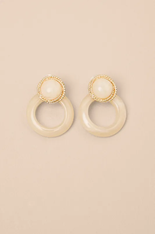 Lodelle Ivory Circle Earrings made by Lulus