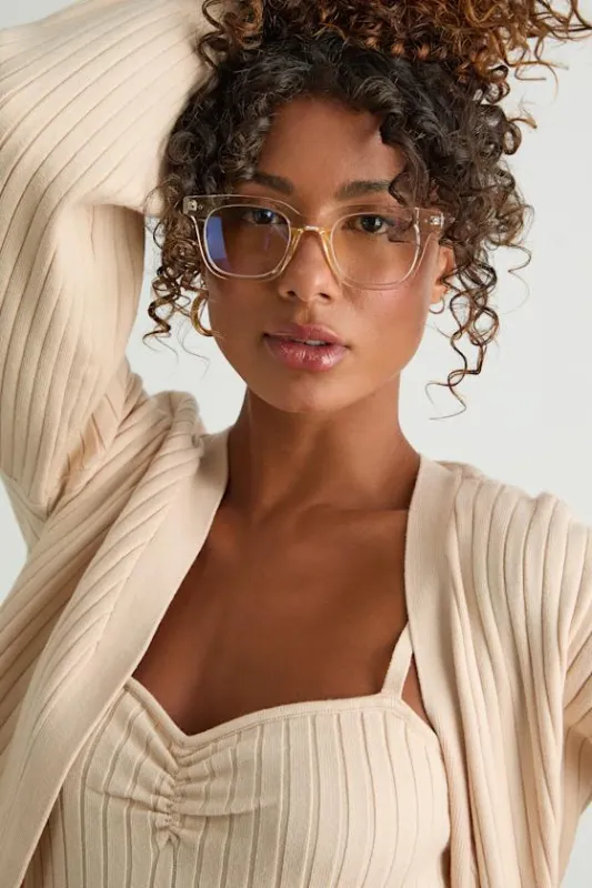 Hutton Light Beige Blue Light Glasses sold by Lulus