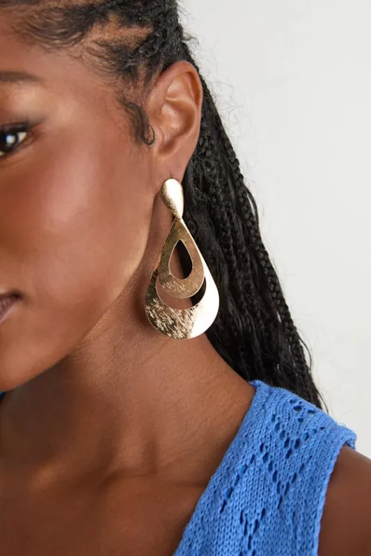 Lareya Gold Brushed Statement Earrings sold by Lulus