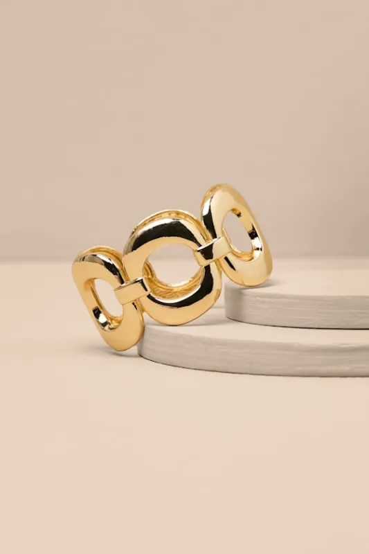 Thalyn Gold Chain Link Cuff Bracelet sold by Lulus