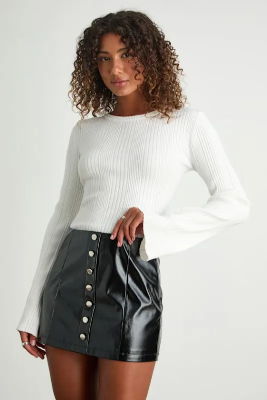 Mella Black Patent Vegan Leather Mini Skirt sold by Lulus