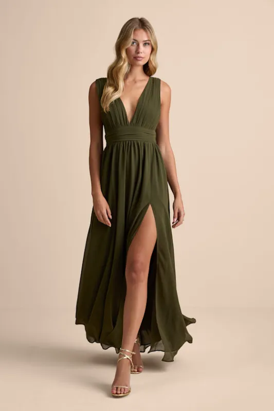 Heavenly Hues Olive Maxi Dress sold by Lulus