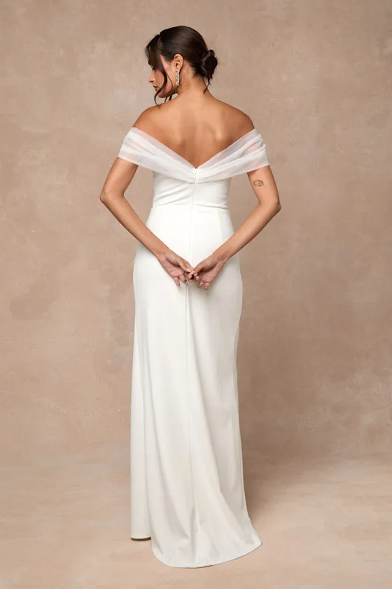 Trynn White Off-the-Shoulder Column Maxi Dress sold by Lulus product image thumbnail 3