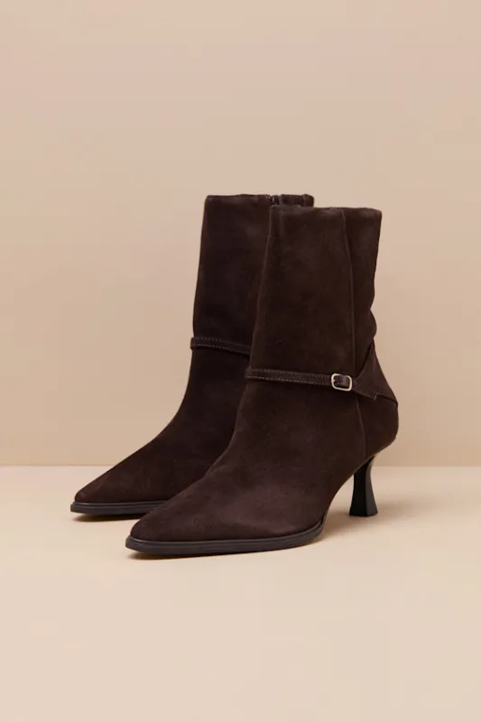 Ilhana Chocolate Suede Leather Mid-Calf Boots sold by Lulus