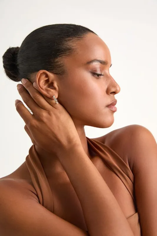 Matilda 14KT Gold and Silver Rhinestone Hoop Earrings sold by Lulus